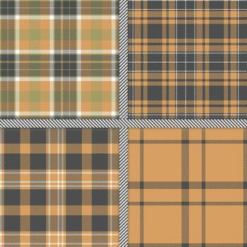 Charcoal Grey, Camel, White and Dark Khaki seamless pattern set of 4 vector