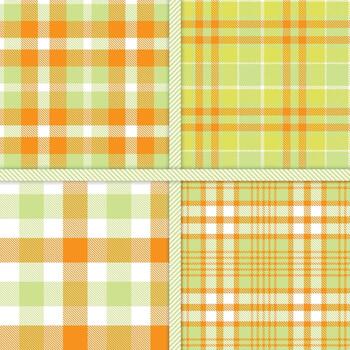 Celery, Tangerine, White and Yellowish seamless pattern set of 4 vector