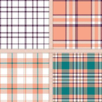 White, Light Salmon, Grape and Deep Aqua seamless pattern set of 4 vector