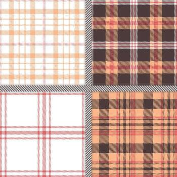 Pastel Red, White, Peach and Dark Grey seamless pattern set of 4 vector