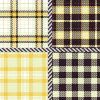 White, Maize, Very Dark Brown and Eggshell seamless pattern set of 4 vector