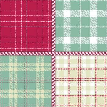 Raspberry, White, Pale Teal and Pale seamless pattern set of 4 vector