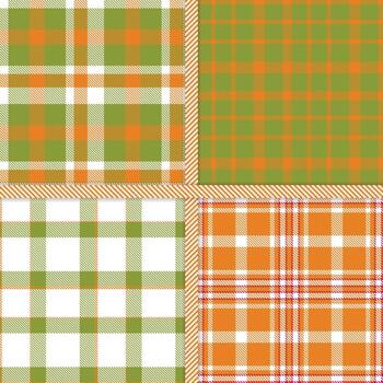 Pumpkin, White, Baby Green and Raspberry seamless pattern set of 4 vector