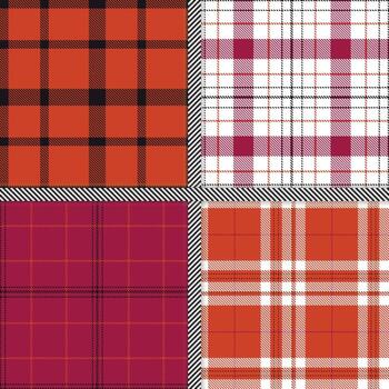 Almost Black, Rusty Red, White and Cranberry seamless pattern set of 4 vector