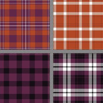 Grape, Almost Black, White and Rust seamless pattern set of 4 vector