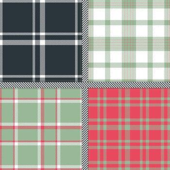 Greenish Grey, Faded Red, White and Charcoal seamless pattern set of 4 vector