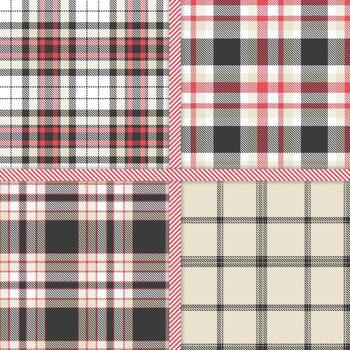 Dark Grey, Faded Red, Light Grey and White seamless pattern set of 4 vector