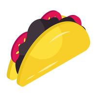 un boca riego isométrica icono de taco vector