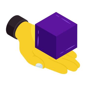 Editable isometric design icon of 3d cube vector
