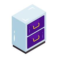 An icon isometric design of bedside table vector