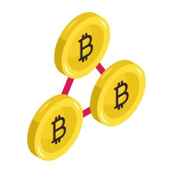 A unique design icon of bitcoin chain vector