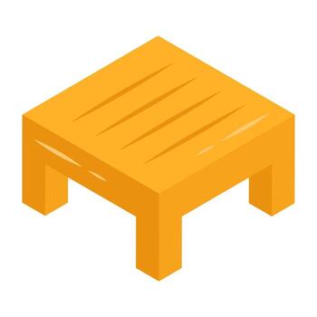 Editable isometric icon of square table vector