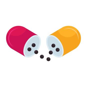 An editable design icon of open capsule vector