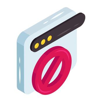 conceptualizando isométrica diseño icono de prohibición sitio web vector