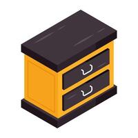 An isometric of bedside table vector