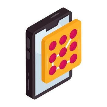 Modern isometric design icon of mobile pattern lock vector