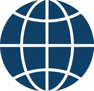 Stylized blue globe with white grid lines representing global connection vector