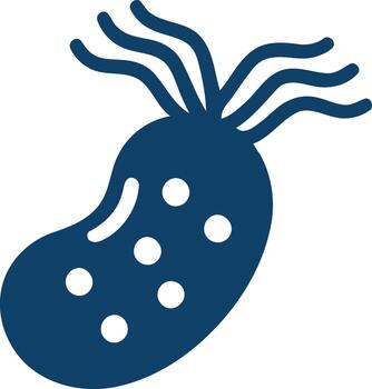 Stylized blue microbe with flagella and internal structures vector
