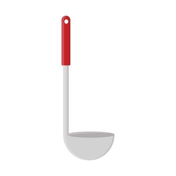A red and white spatula with a handle on a white background vector