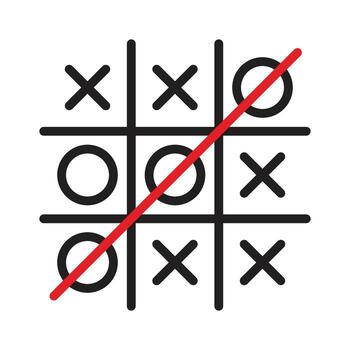 un tic tac dedo del pie juego con rojo líneas vector