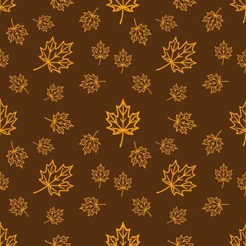 sin costura modelo de naranja arce hojas en un oscuro marrón fondo, presentando variar hoja tamaños y un dispersado arreglo para un natural otoñal sentir. vector