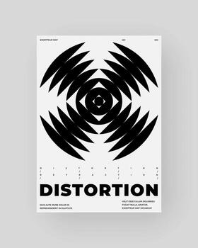 Modern placard Refraction and Distortion Glass Effect form composition. Black and white prism effect vector