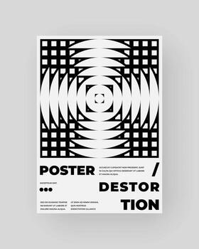 moderno cartel refracción y distorsión vaso efecto formar composición. negro y blanco resumen ilustración, prismático efecto vector