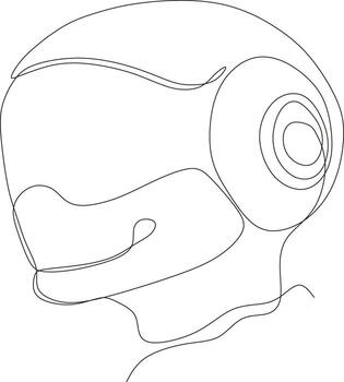 Helmeted head in continuous swirling line art vector