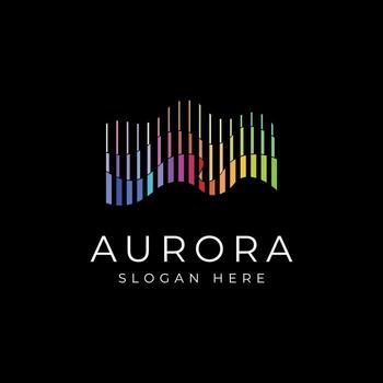 Modern Aurora Logo with Abstract Rainbow Color Line Effect - Creative Gradient Symbol Design vector