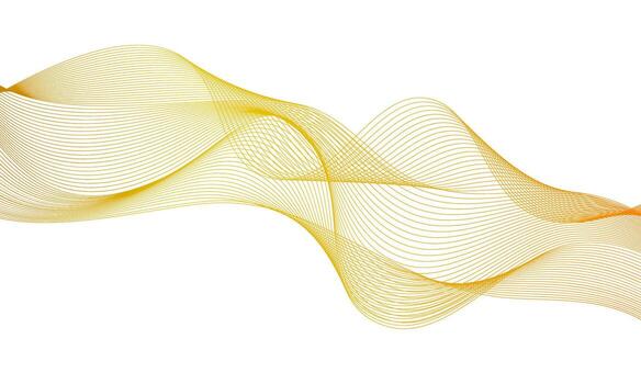 Wavy golden lines flowing dynamic background. Modern composition abstract background vector