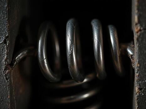 Shiny Steel Coil Spring Macro View photo
