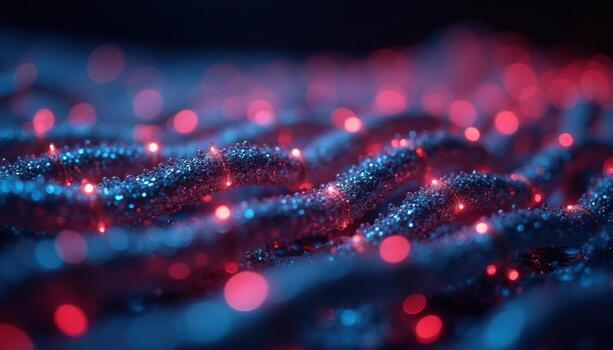 Abstract blue and red illuminated texture with sparkling lights photo