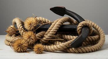 A rope with a black anchor photo