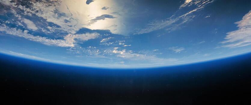 View of the Earth from space, blue planet and deep black space. Planet Earth From A Low Orbit Space View photo