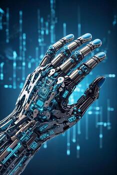 Robotic hand. Concept of technology and innovation, as well as the idea of human-computer interaction photo