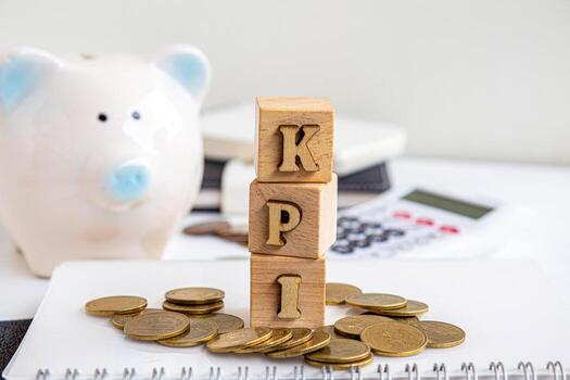 KPI, business performance indicators, Data management system to make report with KPI and metrics connected to database. finance, operations, sales, marketing. photo