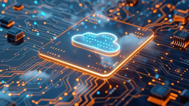 Electronic circuit board with cloud computing processor data storage technology photo