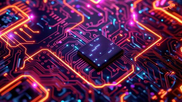 Microchip circuit board technology artificial intelligence computing photo