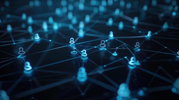 Interconnected network of digital data and global connections photo