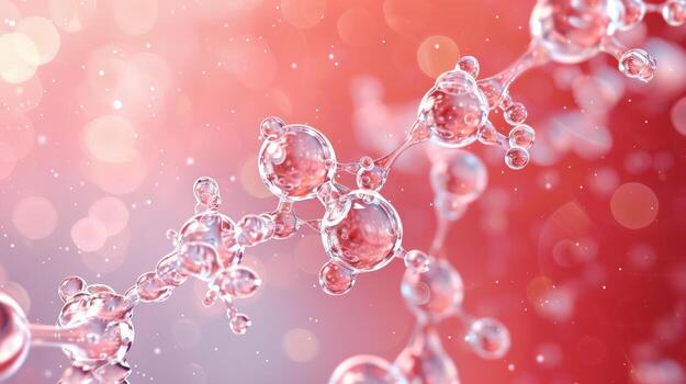 Abstract molecular structure on red background for science and technology concepts photo