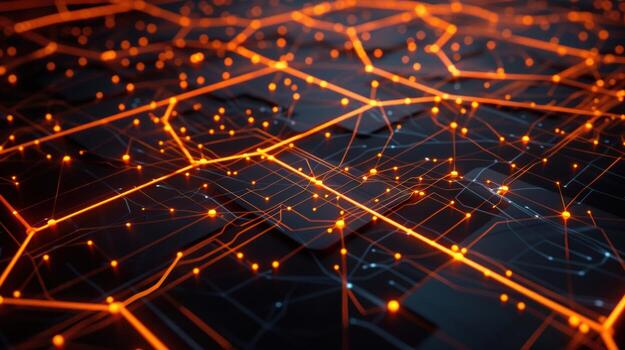 Abstract tech network with interconnected lines and nodes photo