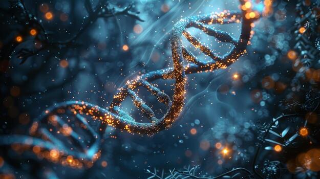 Abstract dna double helix structure for science and medical visualization photo