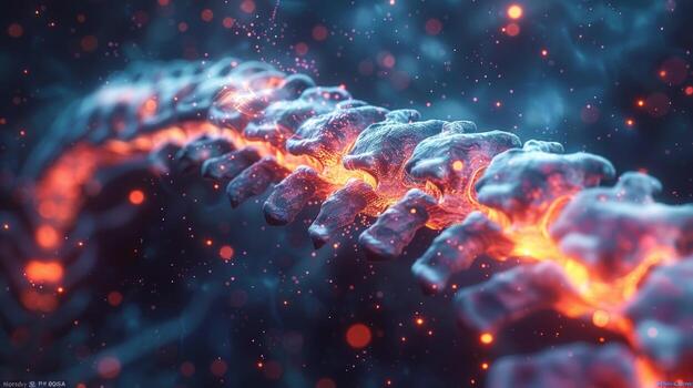 Conceptual spine structure with abstract lighting for medical visualization photo