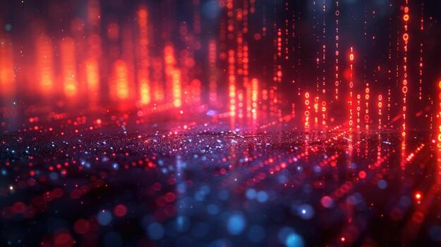 Abstract binary code digital data stream technology background photo
