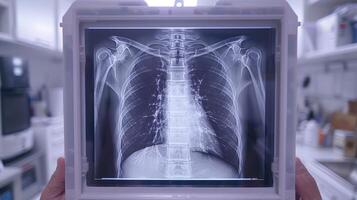 Caja torácica y pulmón X rayo en caja ligera monitor para médico diagnóstico foto