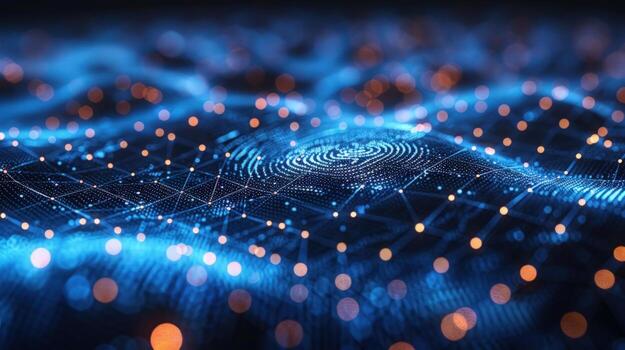 Abstract digital network data connectivity and fingerprint technology photo