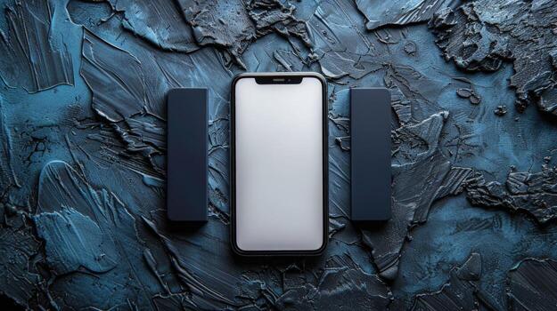 Smartphone and modules on abstract textured background for modern technology presentation photo