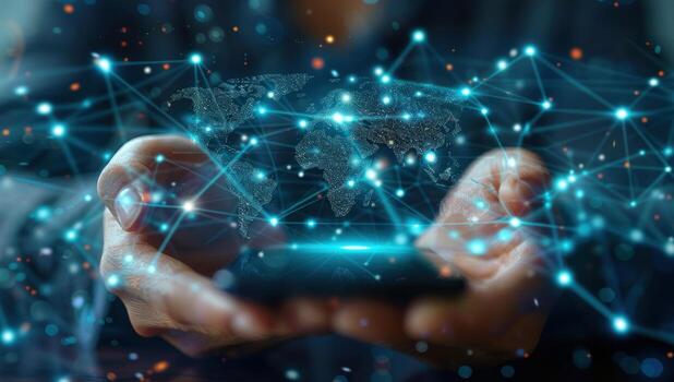 Global network connection technology on mobile device photo