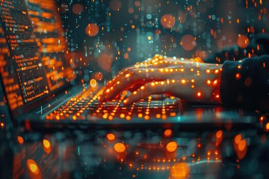 codificación y la seguridad cibernética concepto con mecanografía en ordenador portátil teclado foto