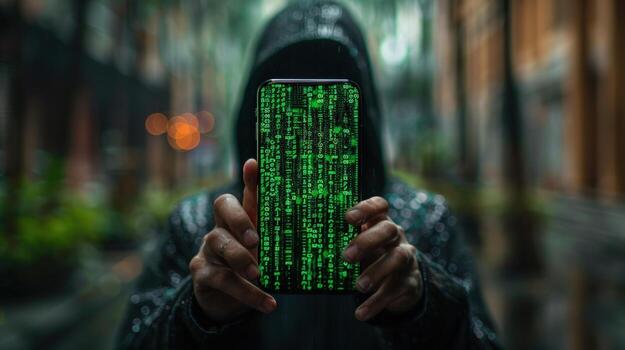 digital seguridad concepto codificado móvil dispositivo la seguridad cibernética corriente datos foto